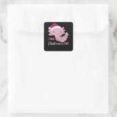 Axolotl in Fairy Licht Funny Animal Kerstmis Vierkante Sticker (Tas)