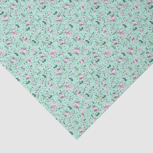 Axolotl in groen tissuepapier (Detail)