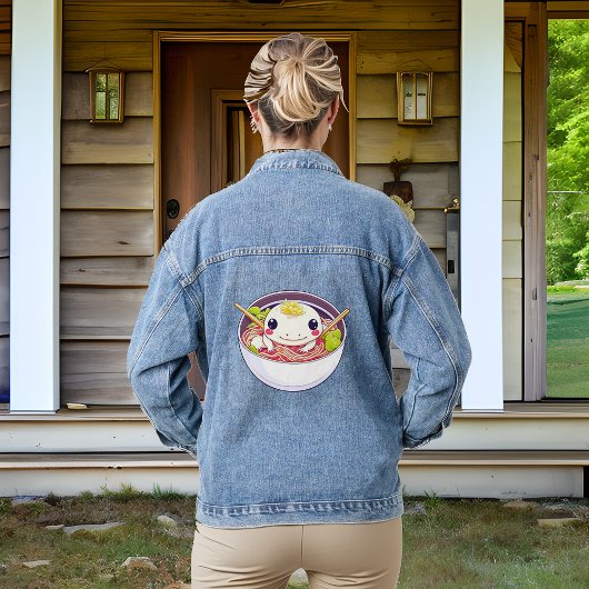 Axolotl in kom met ramennoedels denim jacket