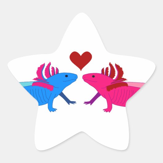 Axolotl in Love Ster Sticker (Voorkant)