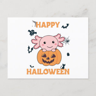 Axolotl in pompoen en zoete Axolotls Happy Hallowe Briefkaart
