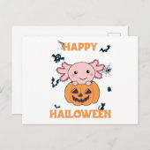 Axolotl in pompoen en zoete Axolotls Happy Hallowe Briefkaart (Voorkant / Achterkant)
