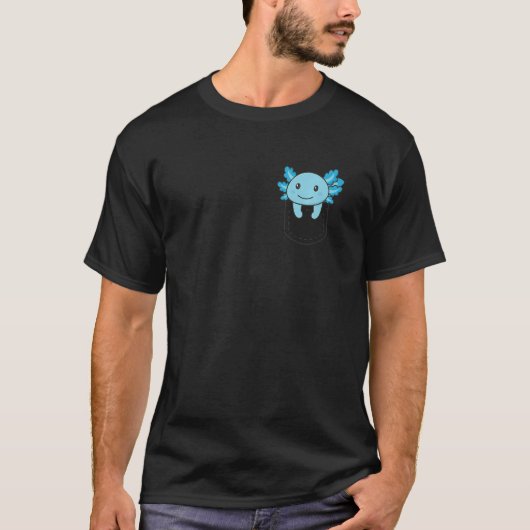 Axolotl in zakas bij borst-ocket t-shirt (Voorkant)