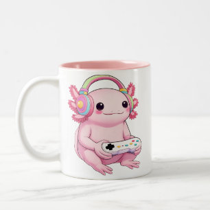 Axolotl Japanse Gamer Kikker Kunst Mannen Vrouwen  Tweekleurige Koffiemok