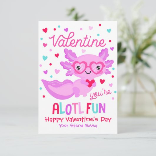 Axolotl Je bent Alotl Fun Valentijn Classroom Kaar Kaart (Staand voorkant)