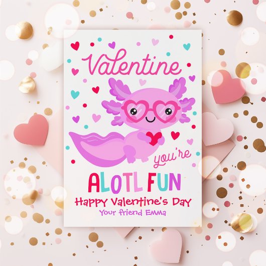 Axolotl Je bent Alotl Fun Valentijn Classroom Kaar Kaart