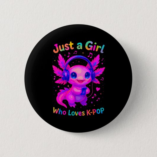 Axolotl Just A Girl Who Loves K-p  Ronde Button 5,7 Cm (Voorkant)