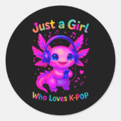 Axolotl Just A Girl Who Loves K-p Ronde Sticker (Voorkant)
