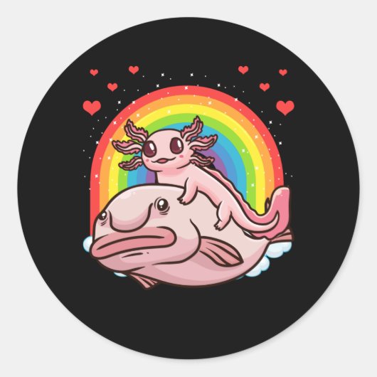 Axolotl Kawaii Blobfish Ronde Sticker (Voorkant)