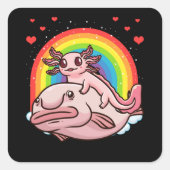 Axolotl Kawaii Blobfish Vierkante Sticker (Voorkant)