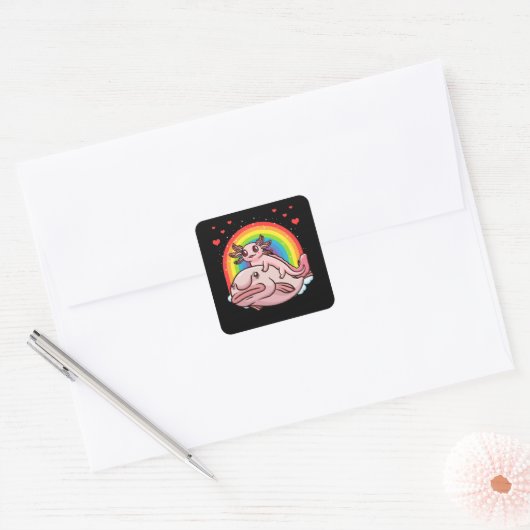 Axolotl Kawaii Blobfish Vierkante Sticker (Envelop)
