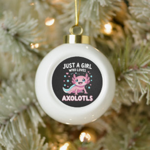Axolotl Kawaii Gewoon Een Meisje Dat Van Axolotls  Keramische Bal Ornament