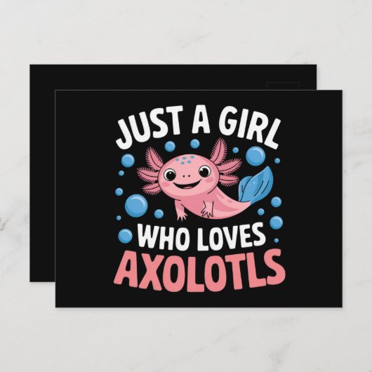 Axolotl Kawaii is gewoon een meisje dat van Axolot Briefkaart (Voorkant / Achterkant)