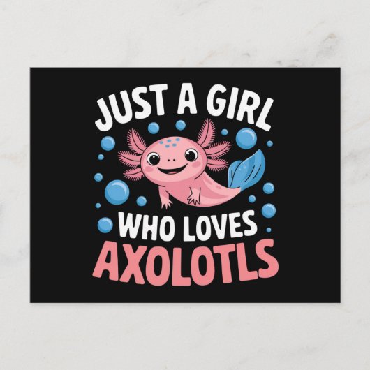 Axolotl Kawaii is gewoon een meisje dat van Axolot Briefkaart (Voorkant)