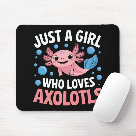 Axolotl Kawaii is gewoon een meisje dat van Axolot Muismat (Met muis)