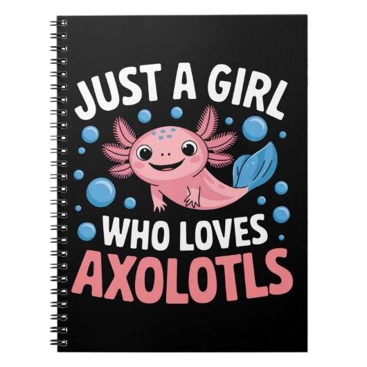 Axolotl Kawaii is gewoon een meisje dat van Axolot Notitieboek (Voorkant)