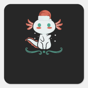 Axolotl Kawaii Kerstmis Vierkante Sticker