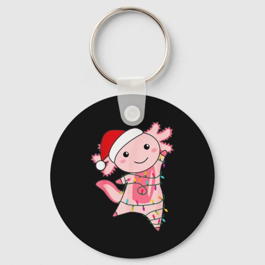 Axolotl Kerst Fee Licht Kerst Axolotl Sleutelhanger (Voorkant)