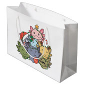 Axolotl kerstboom Funny Animal Kerstmis Groot Cadeauzakje (Achterkant Gekanteld)