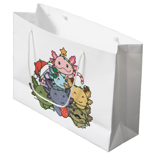 Axolotl kerstboom Funny Animal Kerstmis Groot Cadeauzakje (Voorkant Gekanteld)