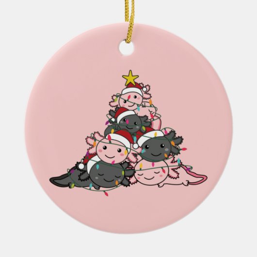 Axolotl kerstboom Funny Animal Kerstmis Keramisch Ornament (Voorkant)