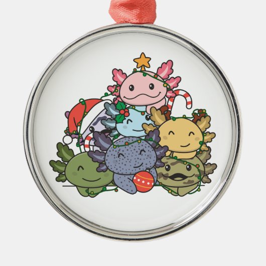 Axolotl kerstboom Funny Animal Kerstmis Metalen Ornament (Voorkant)