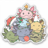 Axolotl kerstboom Funny Animal Kerstmis Sticker (Voorkant)