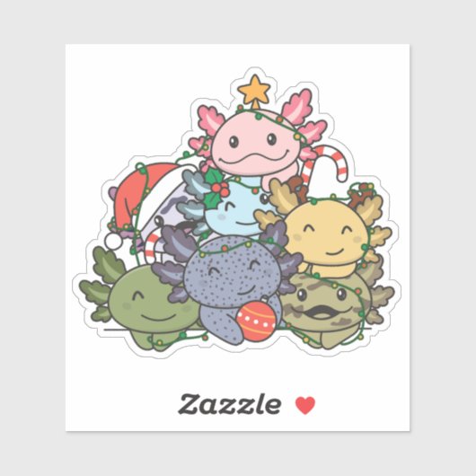 Axolotl kerstboom Funny Animal Kerstmis Sticker (Vel)