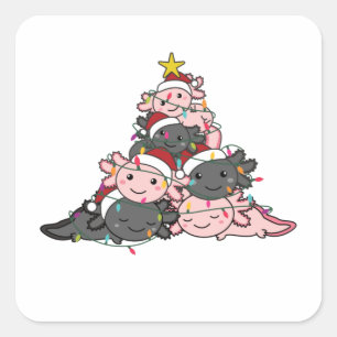 Axolotl kerstboom Funny Animal Kerstmis Vierkante Sticker