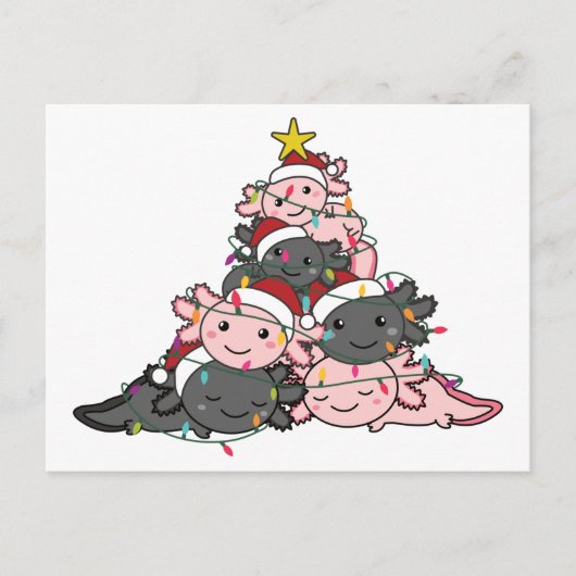 Axolotl kerstboom Funny Animal kerstpost Briefkaart (Voorkant)