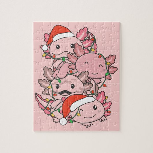 Axolotl kerstboomdieren Axolota Legpuzzel (Verticaal)