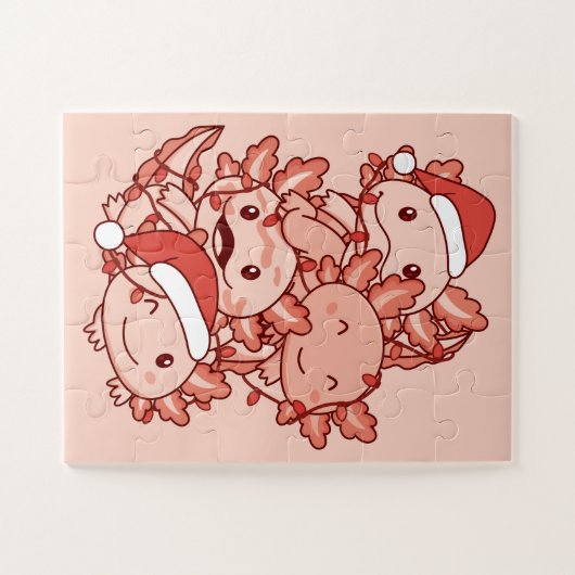 Axolotl kerstboomdieren Axolota Legpuzzel (Horizontaal)