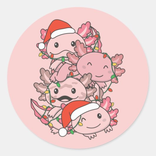Axolotl kerstboomdieren Axolota Ronde Sticker (Voorkant)