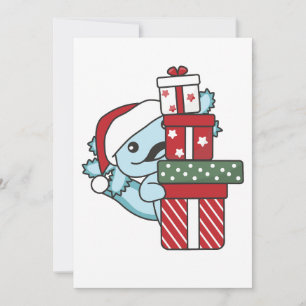 Axolotl-kerstcadeau-winterdieren Axolotl Feestdagenkaart