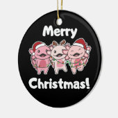 Axolotl-kerstkaarten Axolotls Merry-kerstmis Keramisch Ornament (Links)