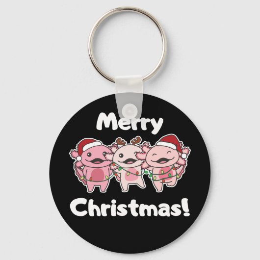 Axolotl kerstmis Axolotls Merry Kerstmis Ke Sleutelhanger (Voorkant)