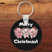 Axolotl kerstmis Axolotls Merry Kerstmis Ke Sleutelhanger (Voorkant)
