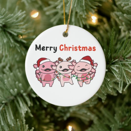 Axolotl kerstmis Axolotls Merry Kerstmis Keramisch Ornament (Boom)