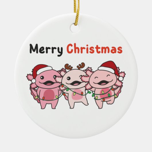 Axolotl kerstmis Axolotls Merry Kerstmis Keramisch Ornament (Voorkant)