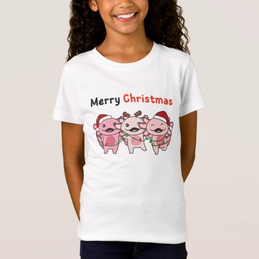 Axolotl kerstmis Axolotls Merry Kerstmis T-shirt (Voorkant)