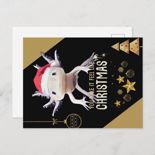 Axolotl-Kerstmis Briefkaart (Voorkant / Achterkant)