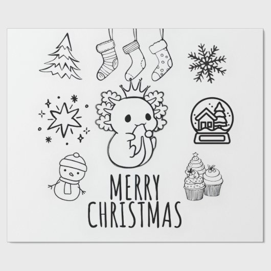 Axolotl-Kerstmis Cadeaupapier (Vlak)