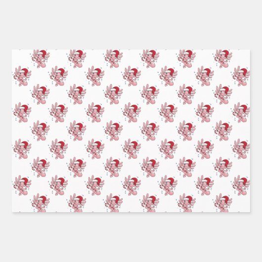 Axolotl Kerstmis Candycane Inpakpapier Vel (Voorkant)