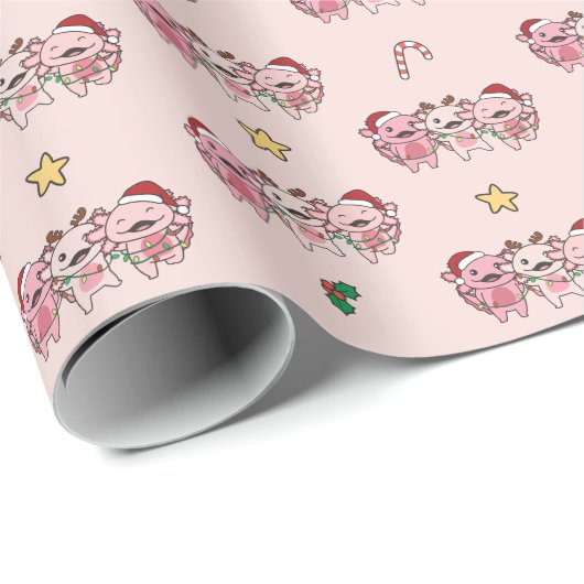 Axolotl Kerstmis Dieren Sweet Axolota Cadeaupapier (Rol Hoek)