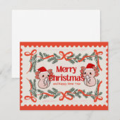 Axolotl-Kerstmis Feestdagenkaart (Voorkant / Achterkant)