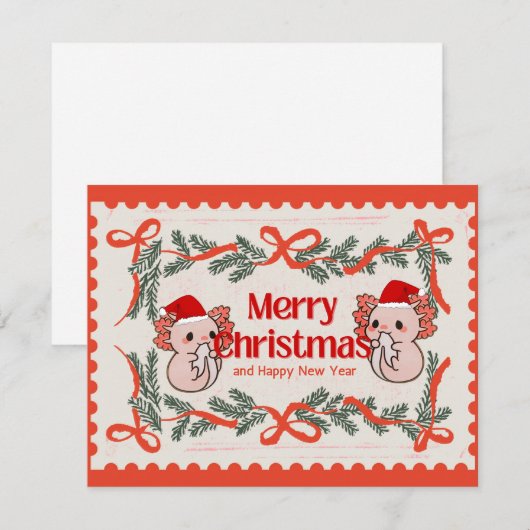 Axolotl-Kerstmis Feestdagenkaart (Voorkant / Achterkant)