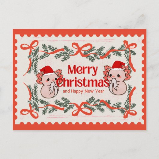 Axolotl-Kerstmis Feestdagenkaart (Voorkant)