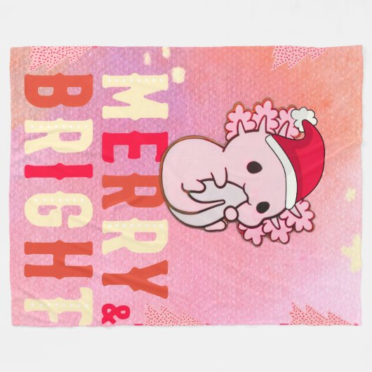 Axolotl-Kerstmis Fleece Deken (Voorkant (Horizontaal))