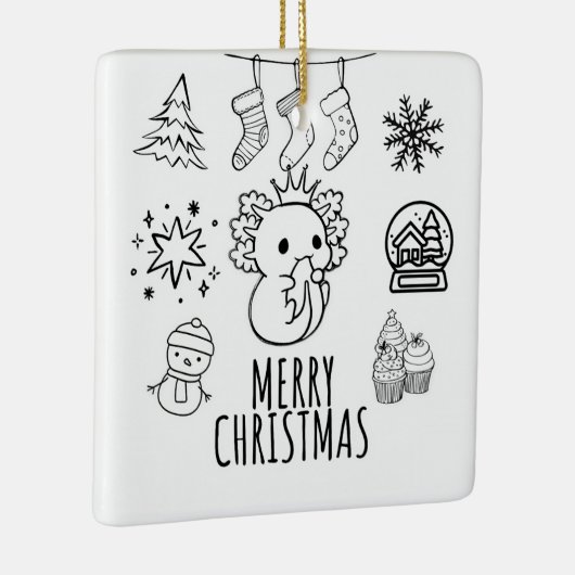 Axolotl-Kerstmis Keramisch Ornament (Rechts)