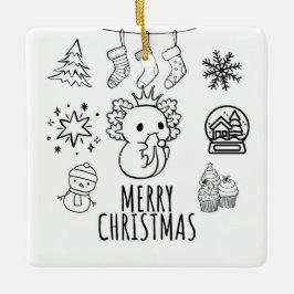 Axolotl-Kerstmis Keramisch Ornament